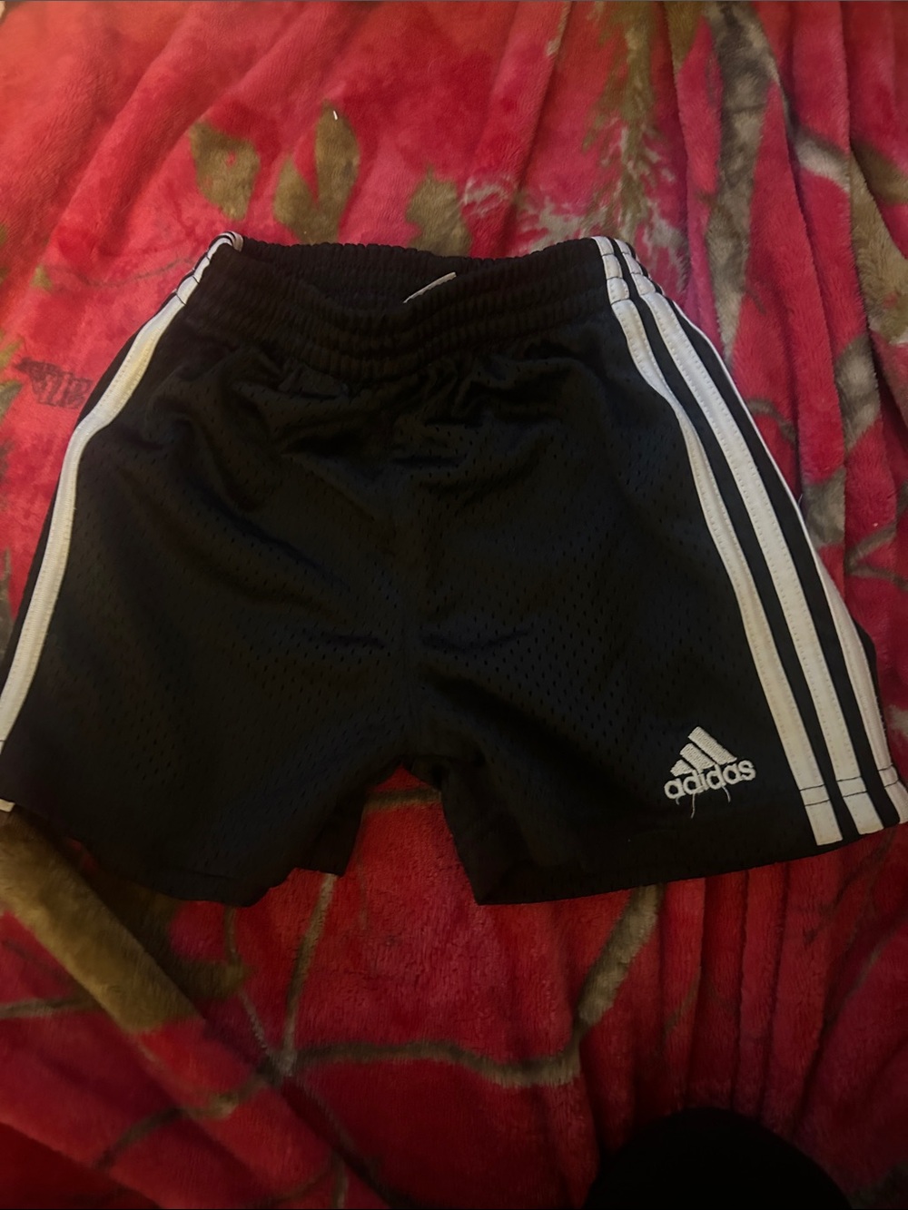adidas Black Mesh Kids Shorts with White Three Stripes